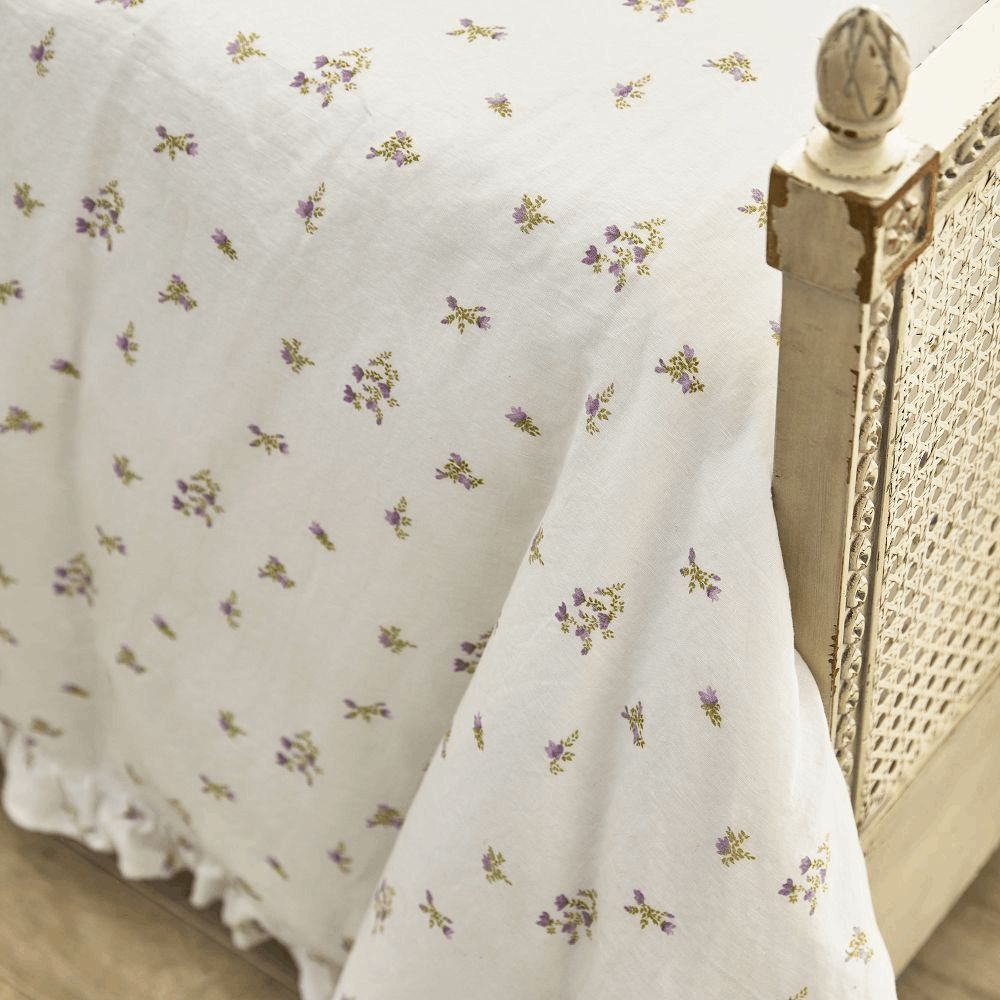 Pottery Barn - Green Row Lavender Bunches Cotton Linen Duvet & Sham Full Queen - Picture 12 of 12